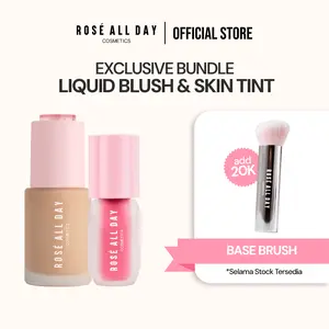 [EXCLUSIVE Bundle] Rosé All Day Cosmetics - TRL Skin Tint + Cheeky Flush Liquid Blush | Base Make Up, Blush On, Niacinamide & Peach Red Wajah