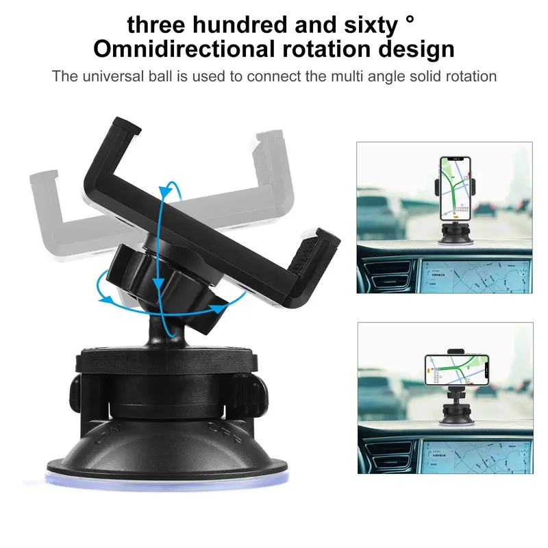 Giá đỡ cốc hút xoayPULUZ 360 độ, giá đỡ kẹp cho iPhone, Galaxy, Huawei, Xiaomi, Sony, HTC, Google và các điện thoại thông minh khác (màu đen) 3