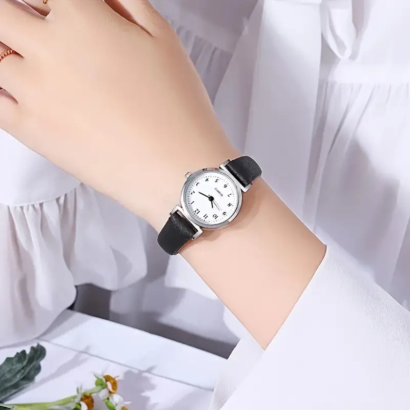 Đồng Đồng Hồ Thạch Anh Nữ, Thời Trang, Mặt Số Màu Trắng, Da Đơn Giản, Đồng Đồng Hồ Nữ Sang Trọng 4