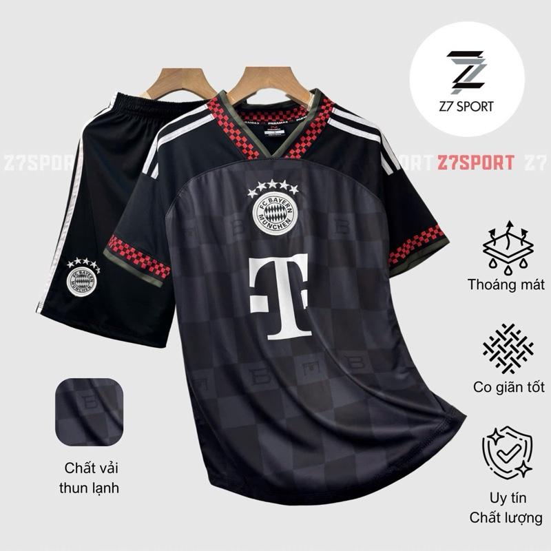  Bộ quần áo bóng đá đồ đá banh BAYERN ĐEN logo THÊU vải thun lạnh cao cấp loại I Top Sport 