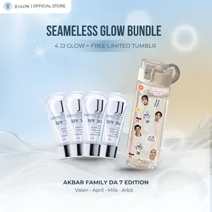 [Paket 4 pcs + Free Tumblr Akbar Family DA7] JJ Glow Moisturizing Sunscreen 45ml SPF 30 Face and Body UVA UVB Protection Sun Screen Moisturizer Valen April Mila Arbil Mencerahkan Kulit Wajah dan Badan