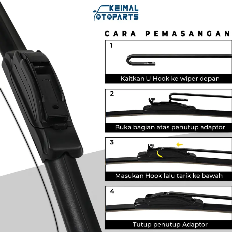 [EXCLUSIVE RENDI ANDIKA] Wiper Dual Karet Mobil 1 Set Kiri dan Kanan Free Sticker Wahyu Abadi Bonus 5 Item Universal Semua Jenis Mobil Karet Ganda Kaca Depan 3