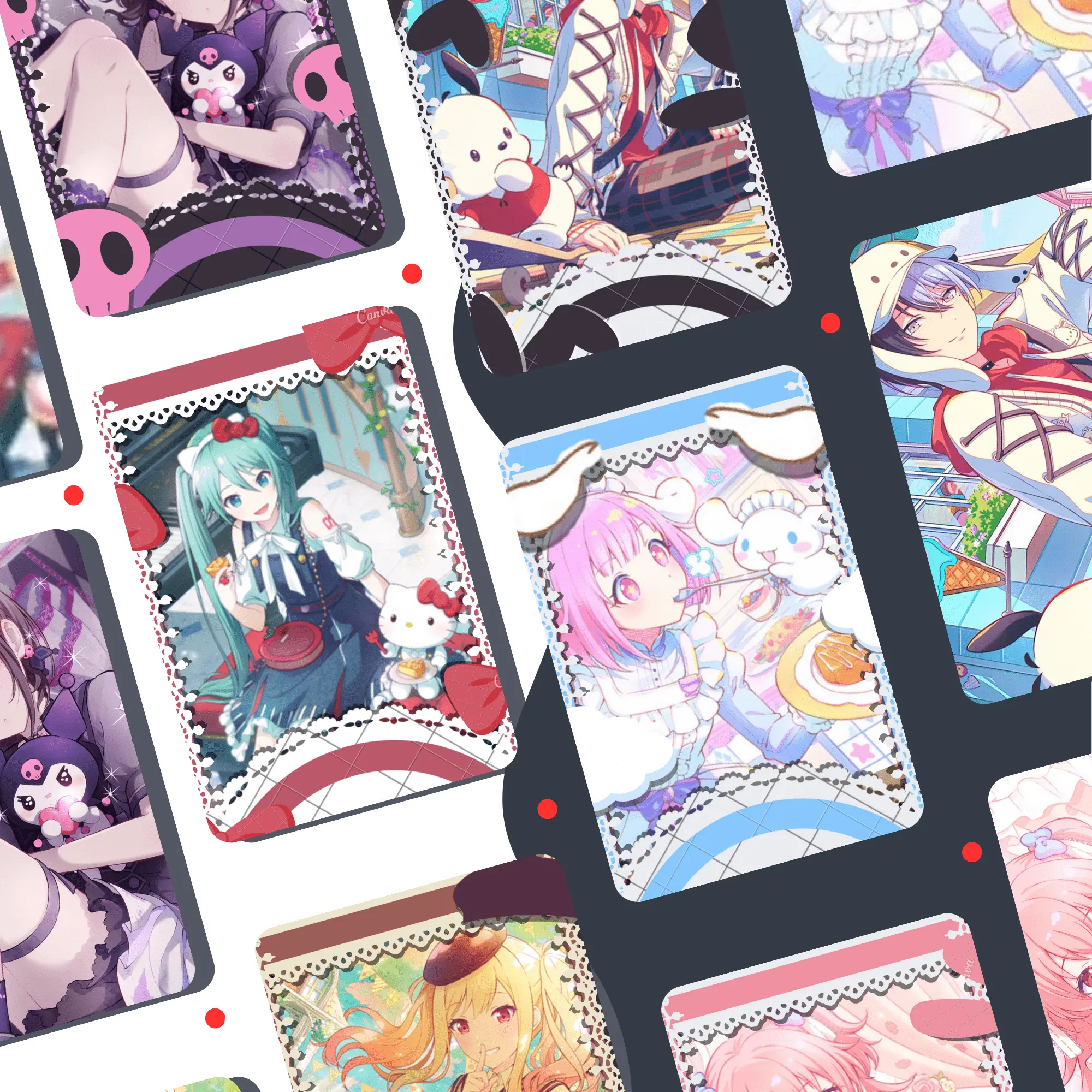 PHOTOCARD GAME ANIME Project Sekai Ft. Hatsune Miku | Ver. Sanrio Collab | GLOSSY DOUBLE-SIDED | UnOfficial Decorated/Fullart Cards