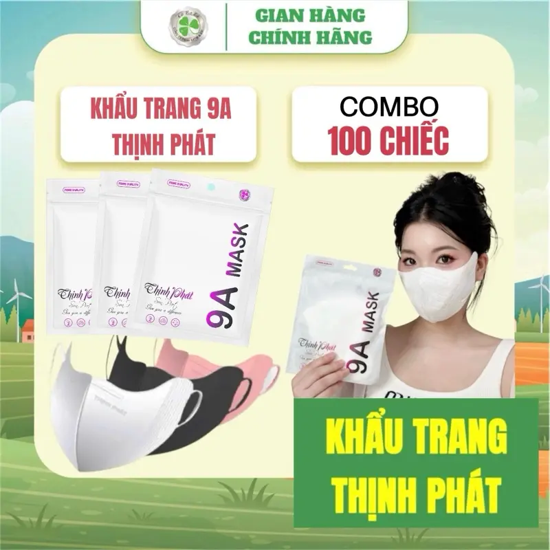 100 Chiếc Khẩu Trang 9A Thịnh Phát 5 Lớp Dày Dặn, Form To, Che Kín Khuôn Mặt Size 45 - 99Kg