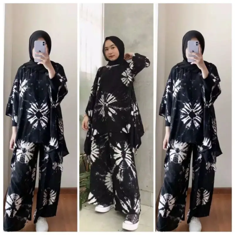 Handmade Motif Jumbo Rayon Batwing Suit / Women's Jumbo Suit / Women's One set of Culottes / Premium Rayon set / Premium Jumbo Suit with Handmade Motif / Muslim Women's Suit
