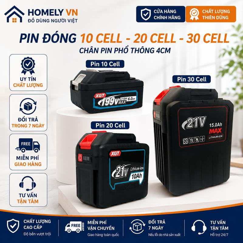 Pin Đóng 10Cell, 20Cell, 30Cell Dung Lương Pin Cao, Có Đèn Led Báo, Sử Dụng…