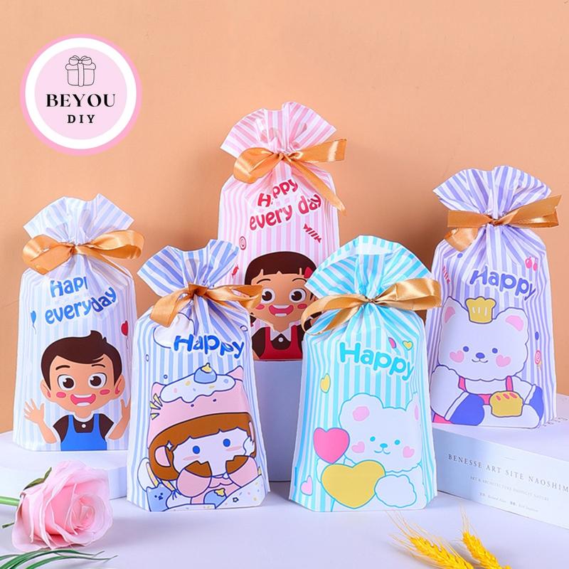 Set 5 Túi Đựng Quà Có Dây Nơ Buộc Cute Dễ Thương-Túi Bánh Kẹo Sinh Nhật,Quà Tặng Học Sinh Tổng Kết