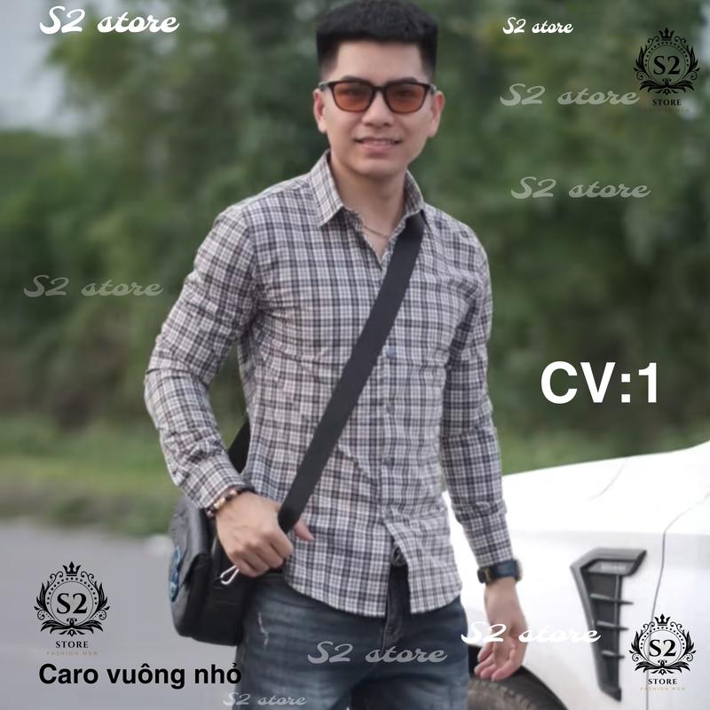 Áo Sơ Mi Sọc Caro Quảng Châu Sọc Caro Vuông Nhỏ Xám Sọc Trắng Caro Hoạ Tiết Ô Vuông Mềm Mịn Nam Menswear Shirt Cổ Tròn Kem Có Cổ Kate
