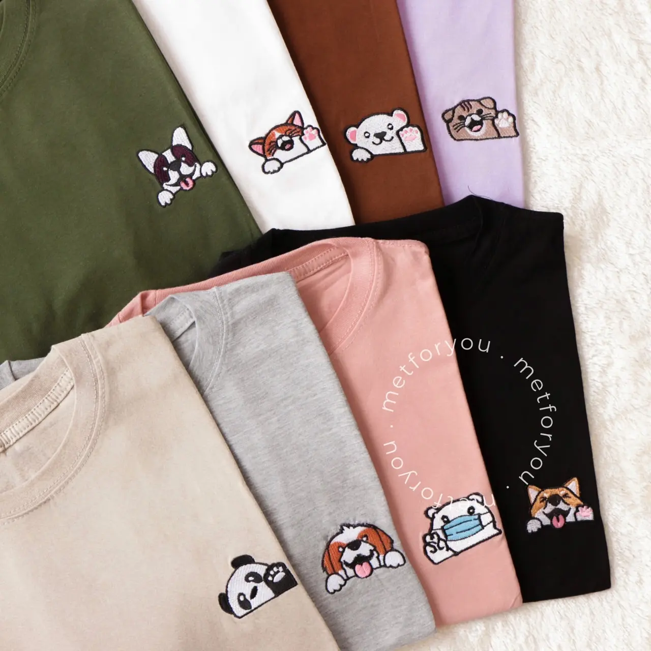 METFORYOU Kaos Wanita Oversize Katun - Holla Animal (Bordir) | KAOS O NECK WANITA