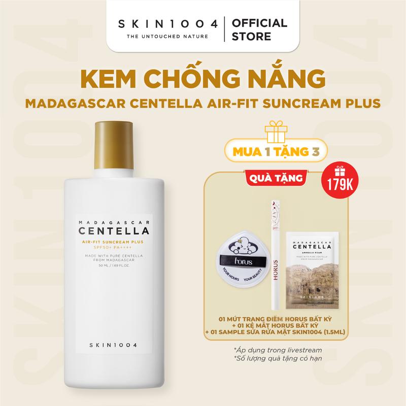 [SummerCamp][Tặng 1 mút Horus PangPang+1 kẻ mắt Horus Galaxy+1 sachet SRM 1.5ml] Skin1004 Kem chống nắng vật lí Madagascar Centella Air-Fit SunCream Plus SPF50+ PA++++50ml