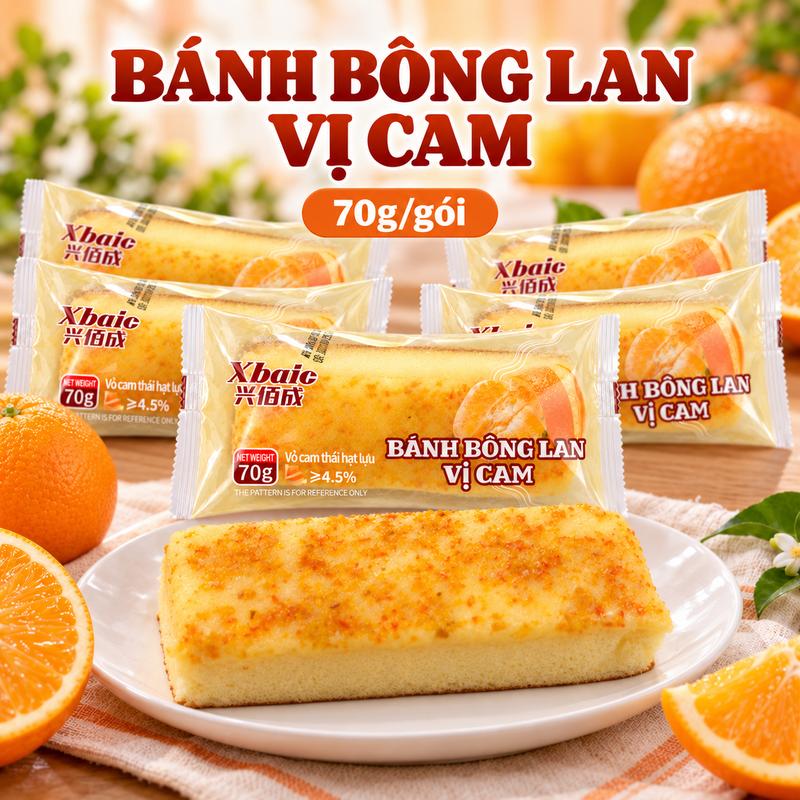 XBAIC Bánh Bông Lan Vị Cam Mềm, Vụn Cam Thơm Ngon Tiện Lợi, Gói Nhỏ Ăn Sáng Ăn Vặt Hằng Ngày