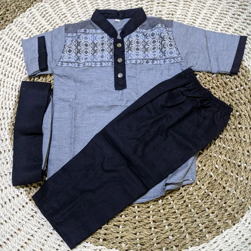 koko Madina Motif Random anak laki-laki lengan pendek 0