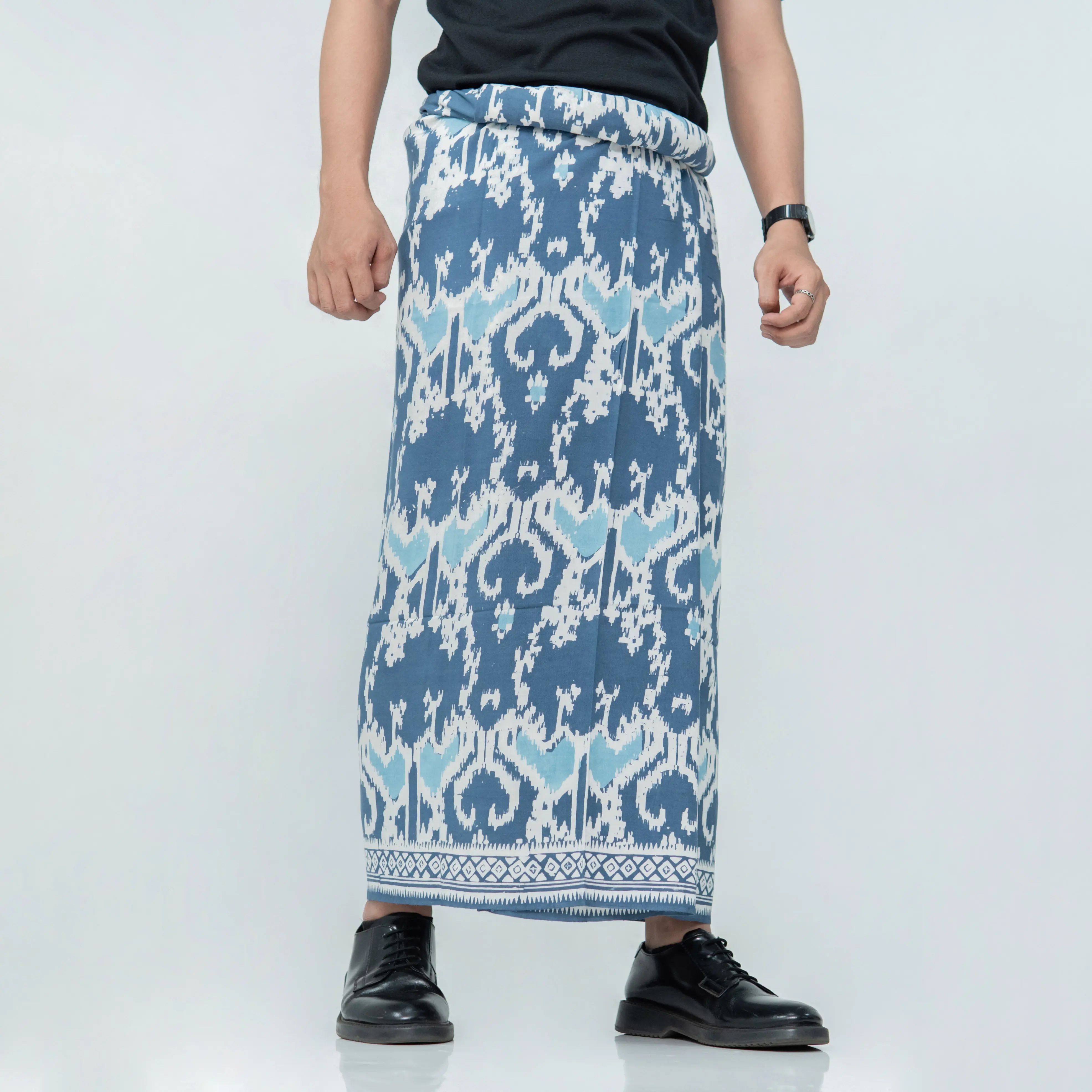 Sarung Goyor Motif Batik Cap Songket Pekalongan [Kain RAYON PREMIUM] Merk Hum Santri Muslim Pria Wanita Dewasa Semi Katun Putih Hitam Bukan Printing