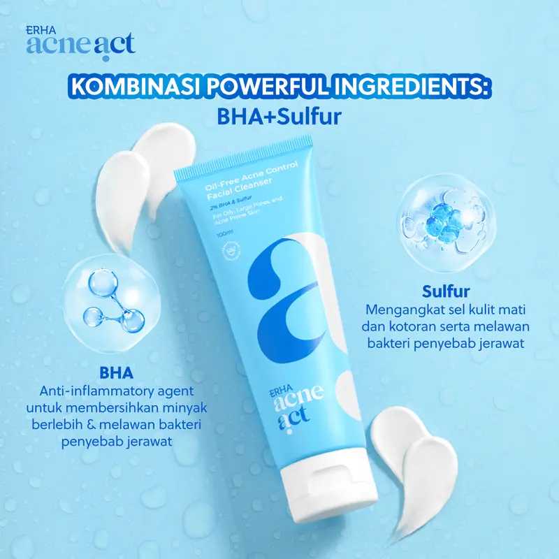 ERHA AcneAct Oil-Free & Acne Control Cleanser - Sabun Wajah Jerawat Berminyak 3
