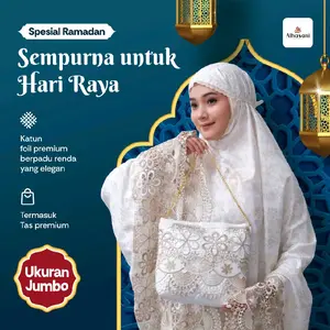 Alhasani Sempurna untuk Hari Raya Katun Foll Premium Berpadu Renda Elegan Ukuran Jumbo Termasuk Tas Premium