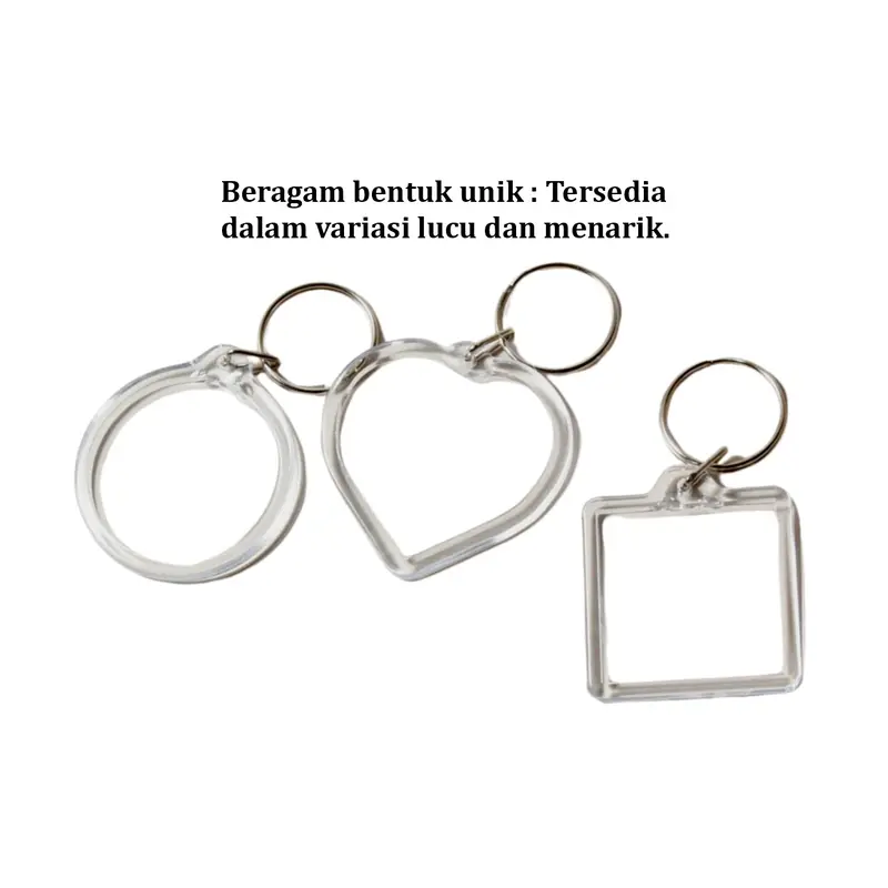 [COD] GD C1269 Gantungan Kunci Akrilik Bingkai Foto Keychain Bening Polos 4