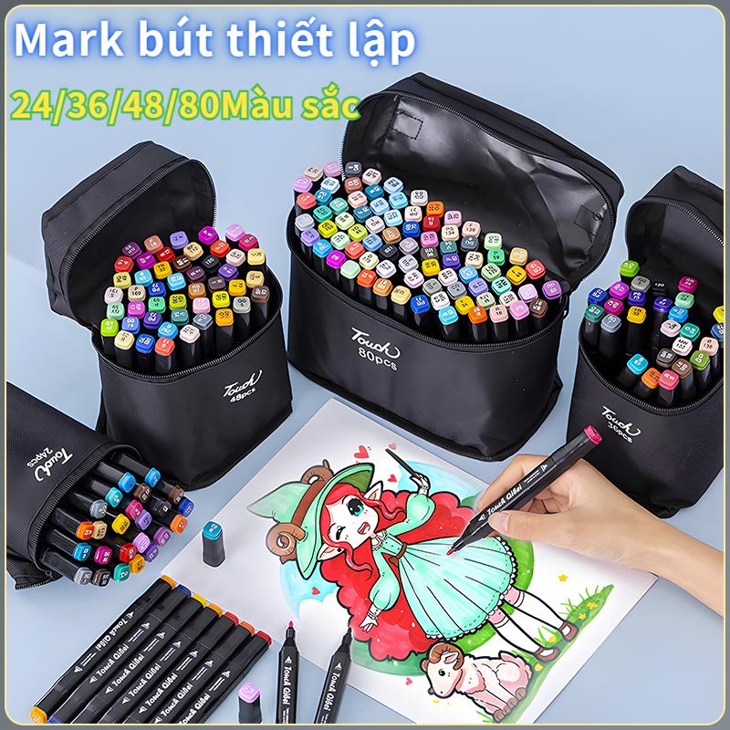  Đẳng cấp Bút màu marker tập hợp màu sắc nghệ thuật thiết kế hai đầu bút lông màu vẽ tranh nước bút vẽ marker dầu dành cho học sinh - bộ 24 48 80 màu dụng cụ giáo dục và vẽ manga​ 