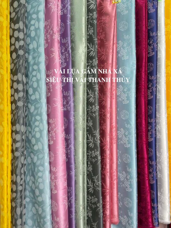 TỔNG HỢP VẢI LỤA GẤM NHA XÁ - HỌA TIẾT THÊU NỔI CAO CẤP