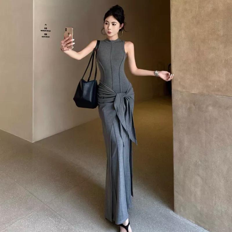 D59 Đầm thun ba lỗ maxi dáng dài kèm dây thắt eo tôn dáng freesize cho phong cách thời trang của bạn