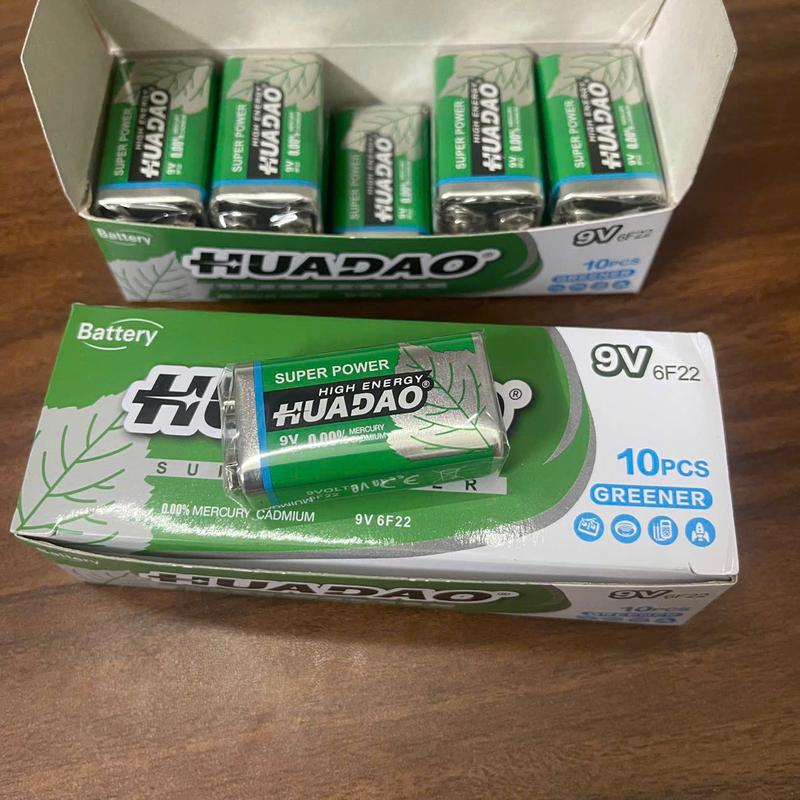 Pin 9V 6F22 Vuông HUADAO Dung Lượng Cao cho Micro, Chuông cửa, Đồng hồ đo điện