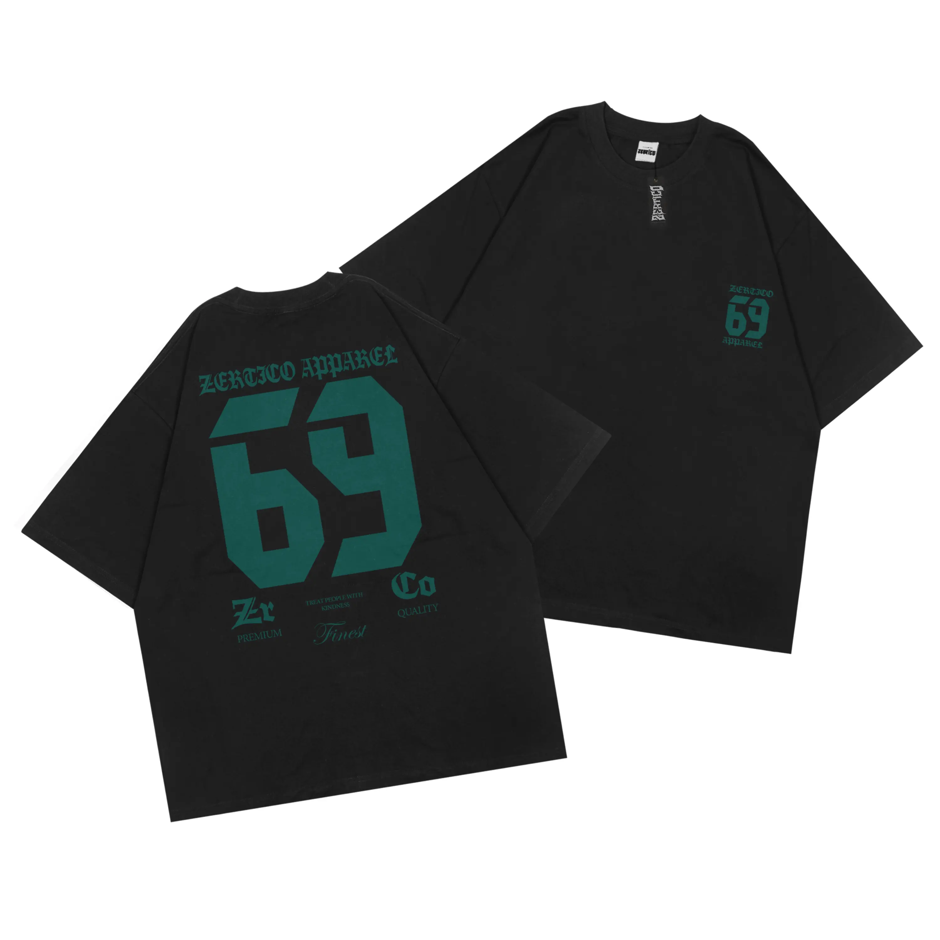 Zertico Kaos Distro 69 BLACK Pria Wanita Cotton Combed 30s Premium