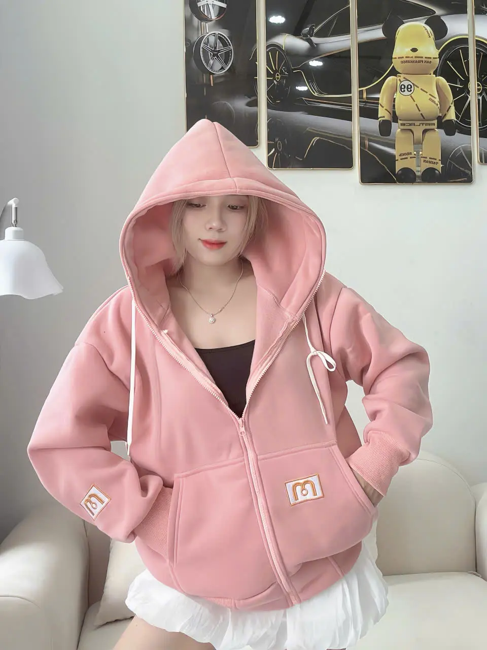 Áo Khoác Nỉ Form Rộng - Áo Khoác Nón To Thêu Hoodie Zíp 4 Túi Unisex SUSUSHOP mã FR 41-FR 46. Nữ Women | BigBuy360 - bigbuy360.vn