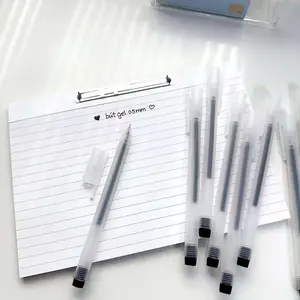 （BISA COD) 1 PCS Pena Gel 0.5mm Hitam Pulpen Gel Perlengkapan Sekolah Pulpen Alat Tulis Kantor Transparan  - Stationery