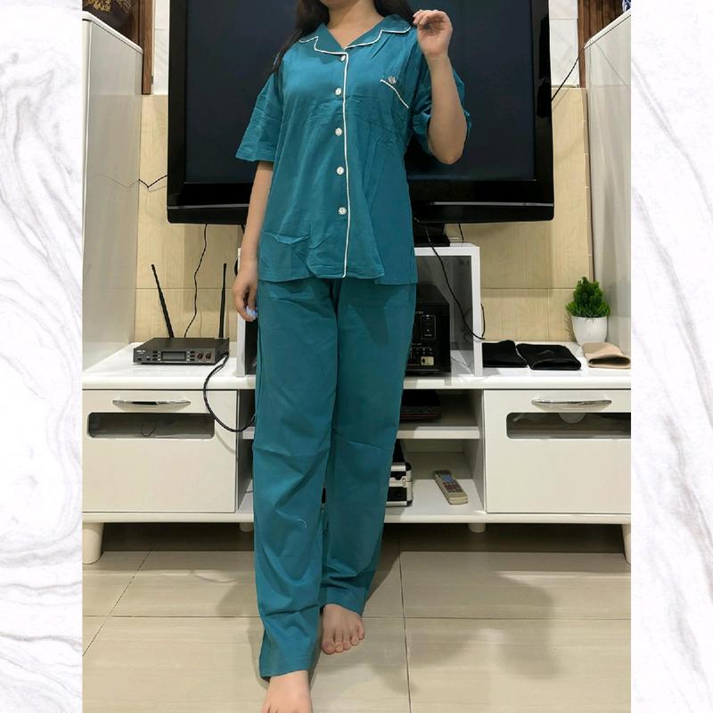 Setelan Kaos Import Piyama Celana Panjang Polos dan Kotak Cowok dan Cewek 6