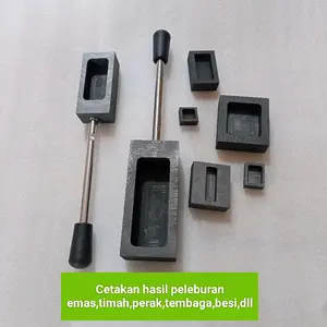 Cetakan Leburan Emas, Perak, Timah, kuningan ,Tembaga Ingot Singen Grafit 5 lobang dan persegi