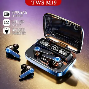 COD M19 TWS Bluetooth Wireless Earphone LED Display HiFi Sound Noise Cancelling V5.3 IPX7 Waterproof Sports