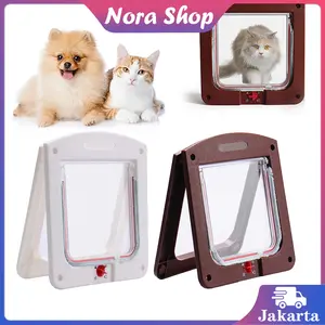 Pet Door Medium Pintu Kucing Anjing With Tunnel 4 Way Locking