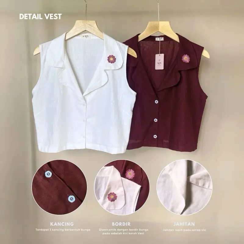 WPS Aster – Setelan Rok & Vest Linen Aesthetic Cewek Hijab Friendly 4