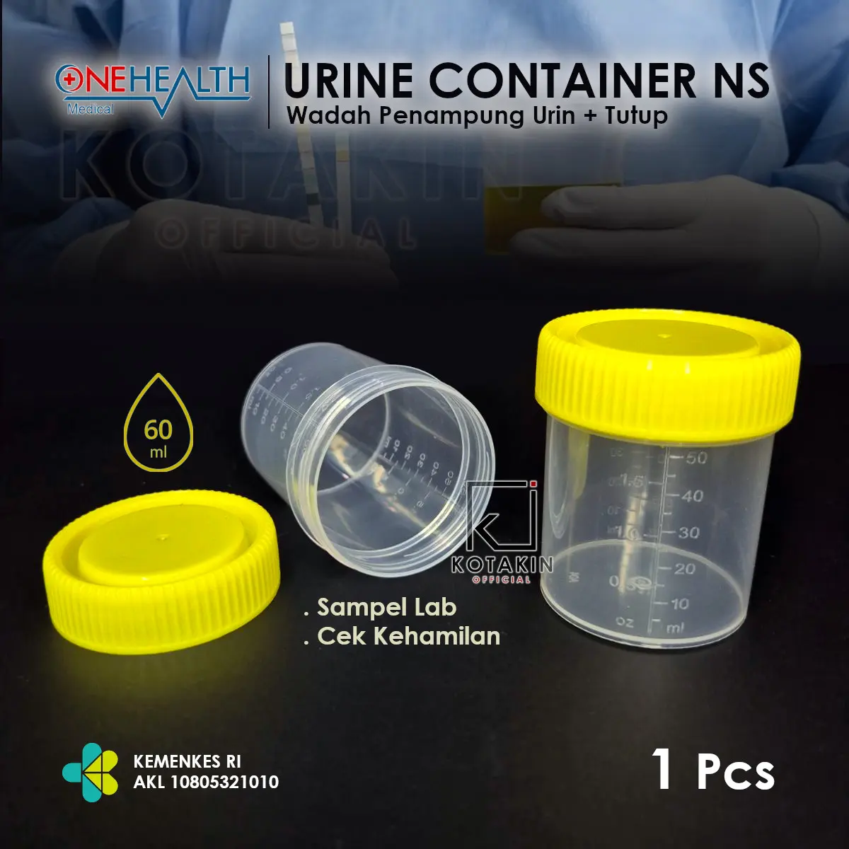 1 PCS - Urine Container 60 ml Onehealth / Pot Sampel Wadah Urin untuk Lab & cek Testpack HCG