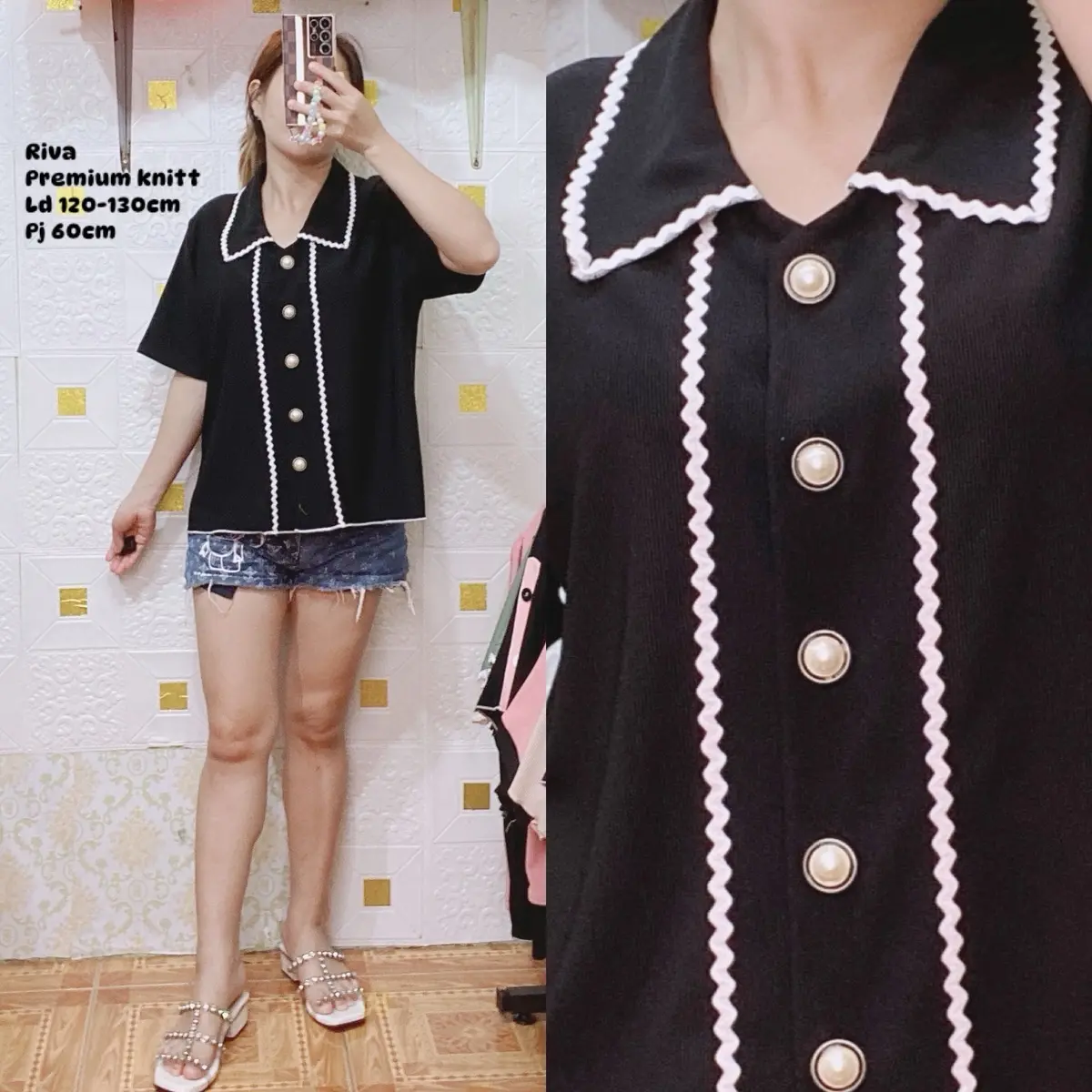 Jaddmei “ Riva kemeja knitt jumbo/baju busui jumbo/baju knitt jumbo/baju oversize premium/baju Ld 120-130cm