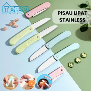 TEREA Pisau Buah Lipat Keramik Gagang Plastik Portable Dapur Lipat Stainless Multifungsi Bisa Dilipat Cocok Untuk Semua Pemakan Potong Atau Kupas Mudah Dibawa Saat Staycation