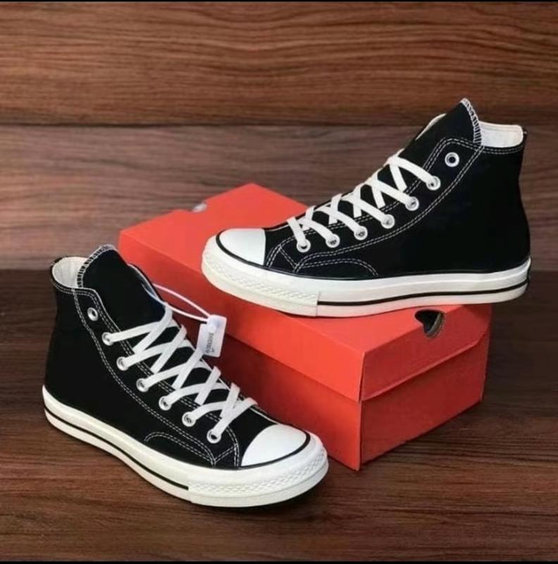 Sepatu Sneaker Classic High Hitam Pria Wanita Sepatu Sekolah Anak Dewasa Terbaru Casual Karet Snekers Black Shoes Size 32-43 1