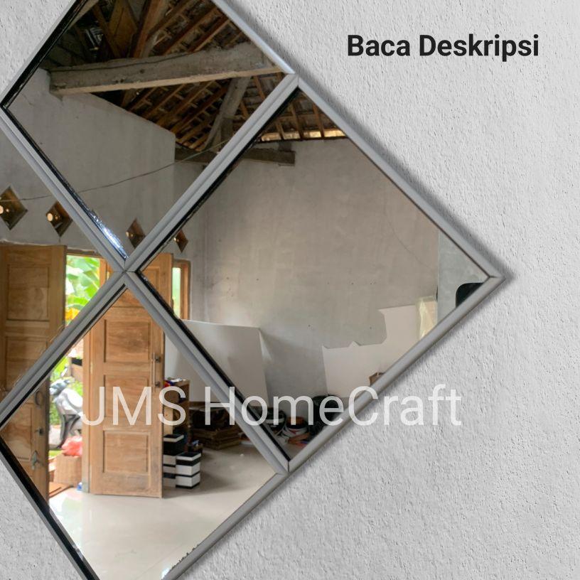 Kaca Cermin Dinding Tempel Cermin Dekorasi Ukuran 15×15cm