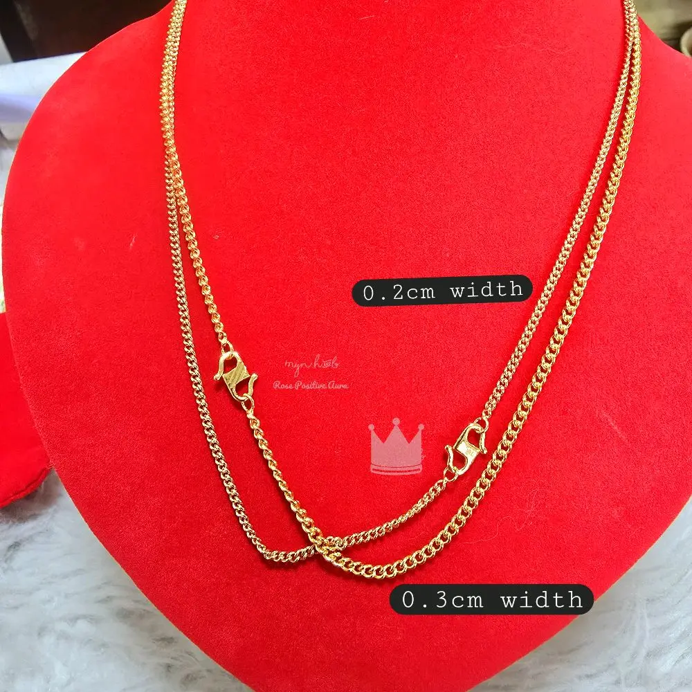 Bangkok gold chain fish bone / gajah 0.2 & 0.3 width. s hook engraved