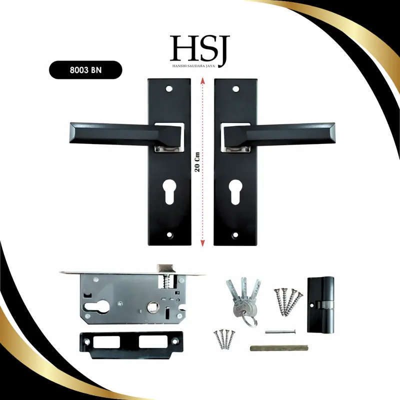 HSJ Gagang Kunci Pintu / Handle Pintu Komplit Ukuran Tanggung 20 cm Bulat Kotak 6
