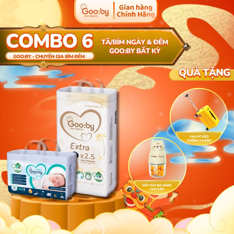 [Combo 6] Tã/Bỉm Gooby Ngày / Đêm mềm mại, an toàn, siêu thấm hút size NB/S/M/L/XL/XXL/XXXL cho bé từ 4kg - 35kg + TẶNG QUÀ