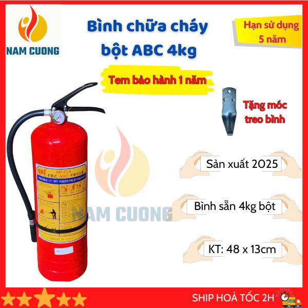  Bình chữa cháy bột ABC 4kg - bình cứu hoả trang bị cho gia đình phòng trọ văn phòng pccc 