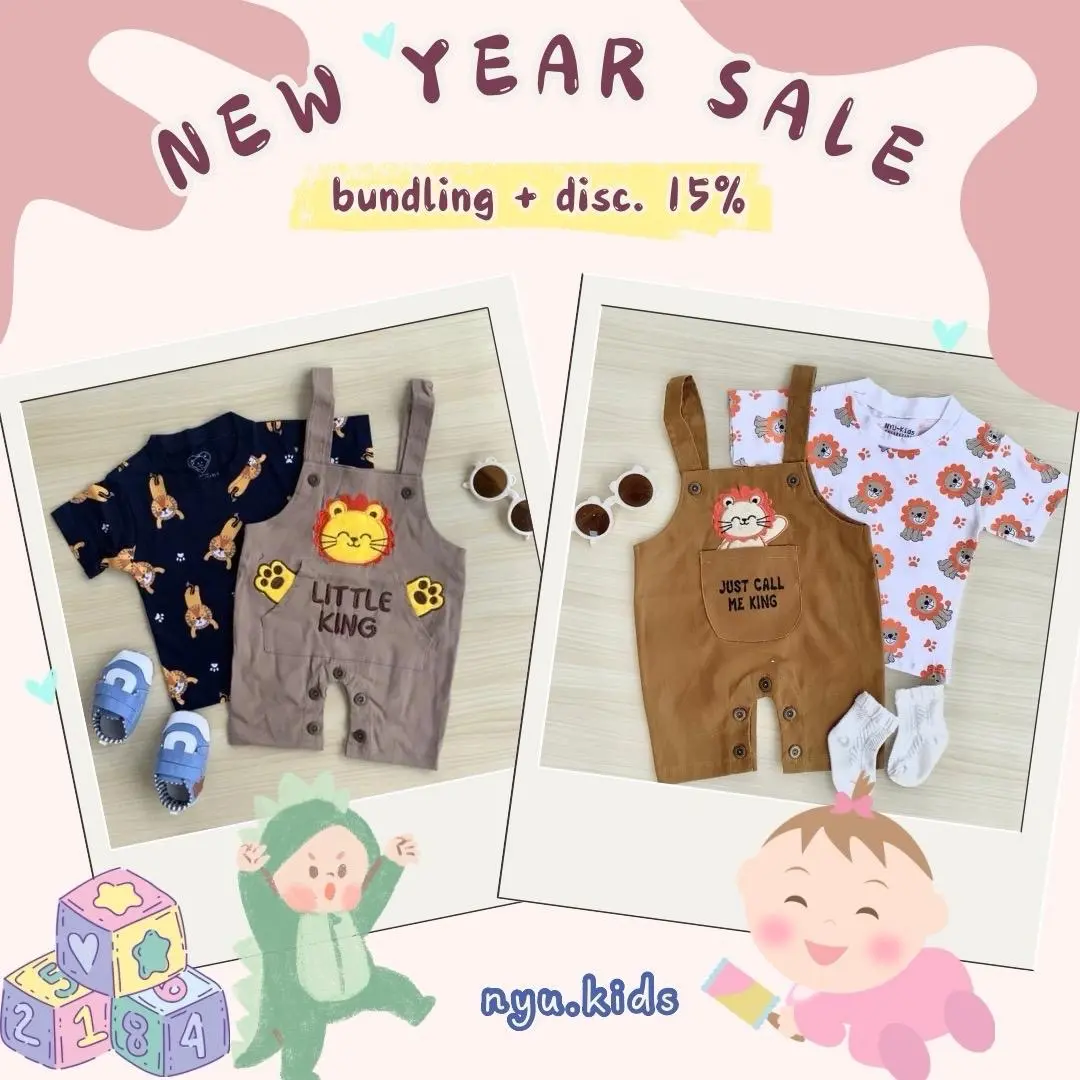 Bundle (2 SET) - Overall Baju Bayi usia 5 bulan - 18 bulan / Fashion/ Motif Kids/ Pakaian Bayi