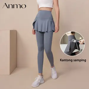 ANMO-Rok celana panjang wanita 2-in-1, nyaman dipakai, sejuk dan bernapas, rok celana olahraga serbaguna, cocok untuk fitness, mendaki, bersepeda, tenis, dan golf.