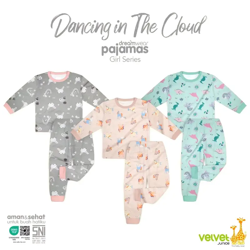 Velvet Junior Piyama Anak Perempuan DreamWear - Dreamy, lilies & buddies, Dancing In The Cloud 0