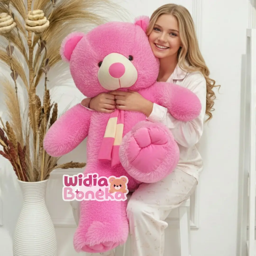 Boneka Teddy Bear Syal Salur Jari XL 70 Cm Doll Plastik