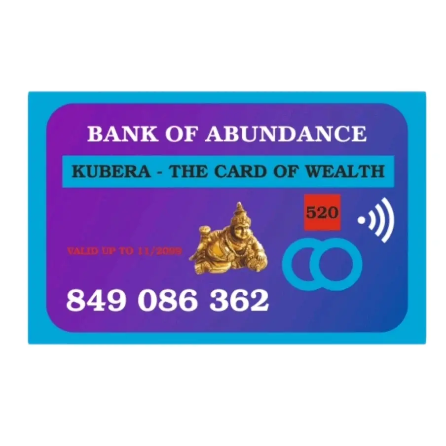 Lucky Kubera Card for Abundance and Positive Vibes - Hindu Fengshui Talisman - Goddess