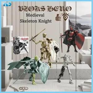 YKO Action Figure Set,Skeleton Knight ActionFigures,Knight Action Figures,Dummy 13,Lucky13 Collectible Action Figure (AssemblyRequired)Silver Skull Knight