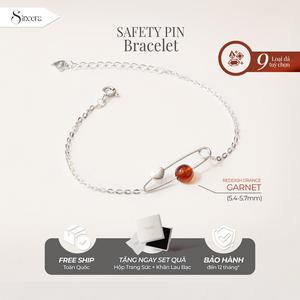 Vòng Tay Bạc Nữ SAFETY PIN Bạc 925 - Vòng Tay Đá Phong Thuỷ Mix Charm Bạc - Lắc Bạc Nữ Đá Năng Lượng Chính Hãng SINCERA