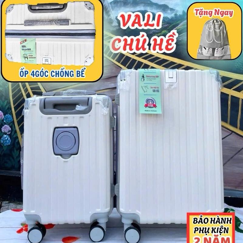 Bảo hành bể vỡ thân vỏ 1 năm Vali kéo du lịch DTL nhựa dẻo dày 4 góc bọc nhôm có móc treo đồ có khay để cốc PHỤ KIỆN BH 2 NĂM.