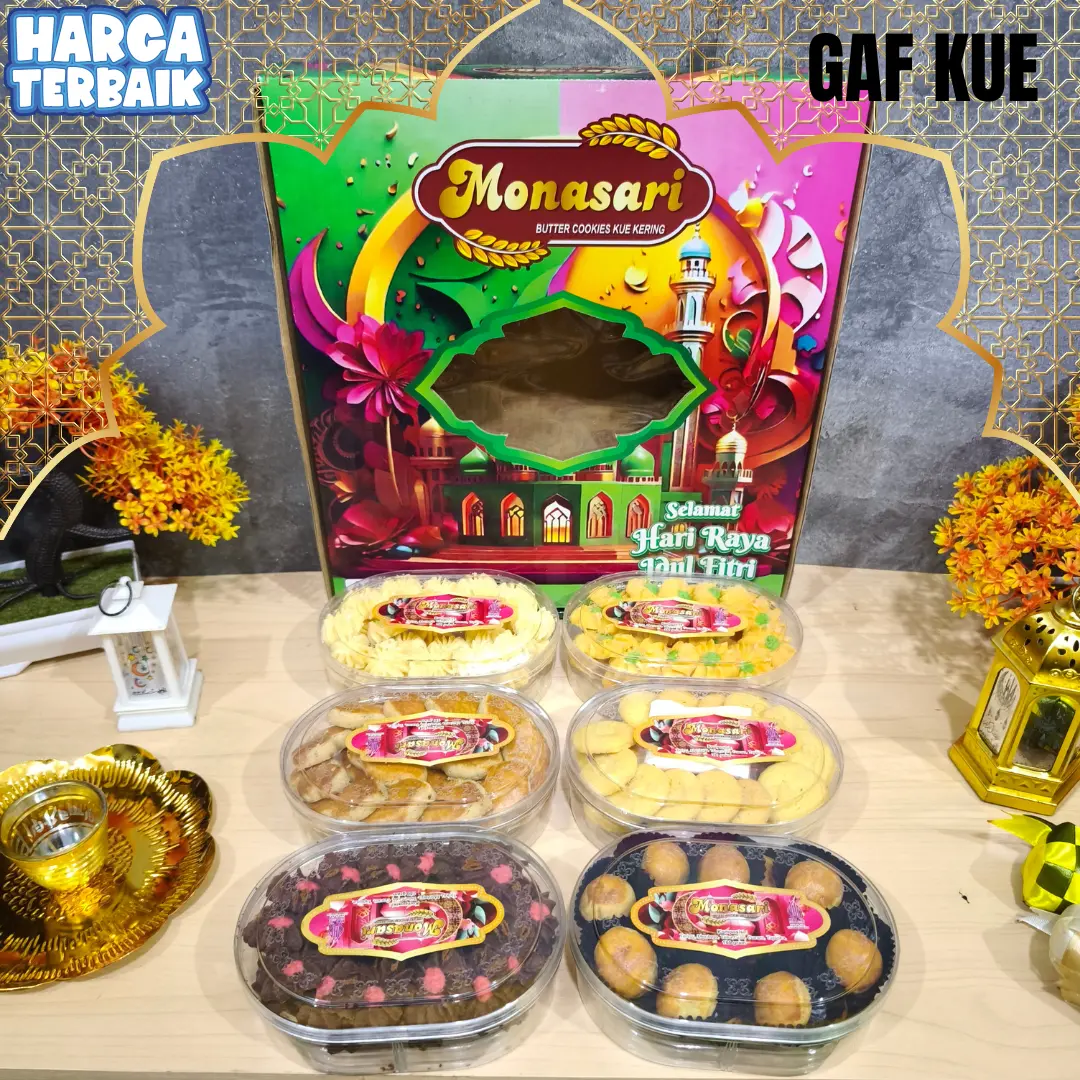 Paket Kue Kering MONASARI OVAL Lebaran Isi 6 Toples Hampers Kue Kering